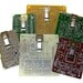 THREE RECYCLED CIRCUIT BOARD MINI-MAGNETIC CLIPBOARDS FOR POST-IT NOTES