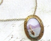 SALE Coming Home - Reclaimed Victorian Shell Cameo Necklace 14K