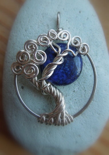 Lapis Moon Sterling Silver Tree of Life Necklace