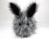 Easter Bunny Soft Stuffed Toy Faux Fur Plushie named "Scruffy the Grey" - Large Size