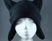 Black Cat Animal Fleece Hat Cosplay Gothic Anime Skiing Snowboarding Winter Punk Rave