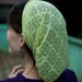 Megs lace Snood in PEAR headcovering prayer covering headband head wrap