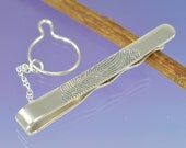 Personalised Fingerprint Tie Slide. Your print on a sterling silver tie clip