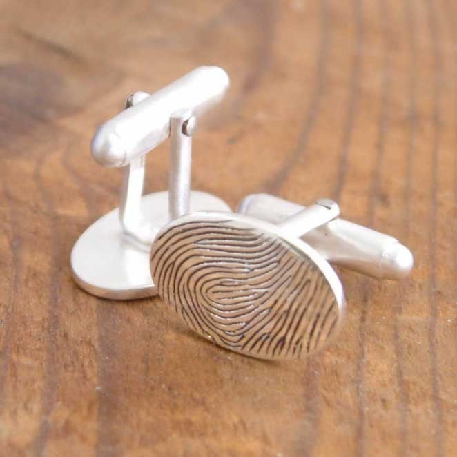 Personalised Fingerprint Cufflinks. Your print on his cuffs.