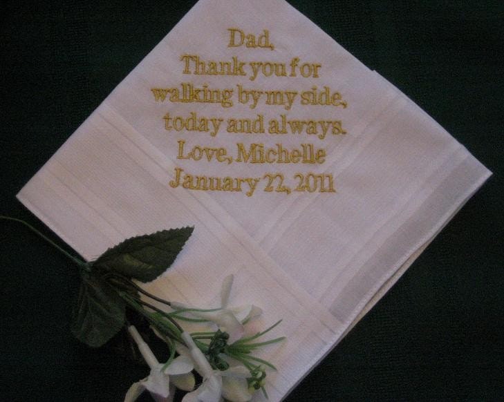Personalized Wedding Gift - Wedding handkerchief -for Father of the Bride with Gift Box 19B includes shipping in the US.