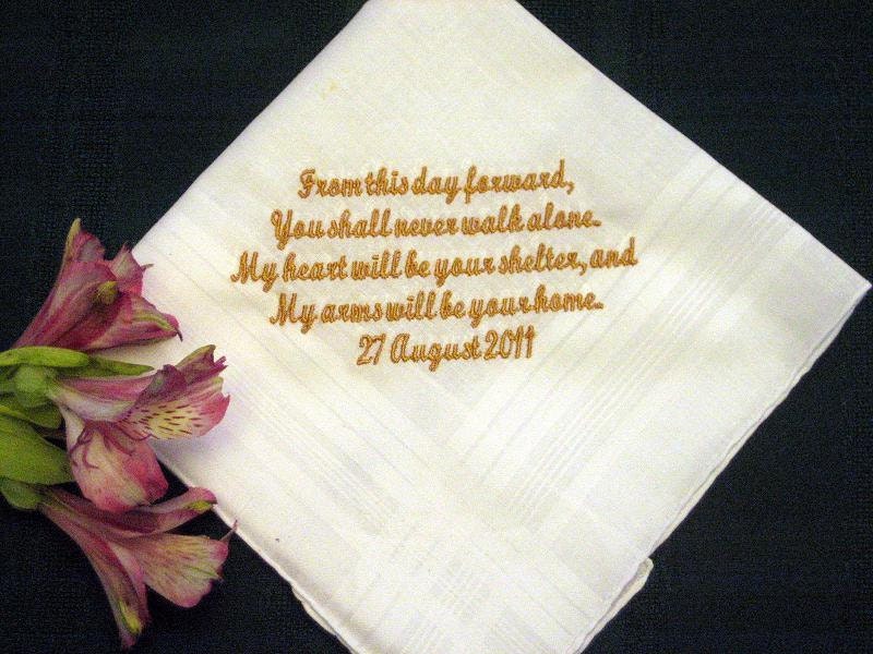 Bride to Groom Gift, Personalized Wedding Handkerchief110S includes shipping in the US