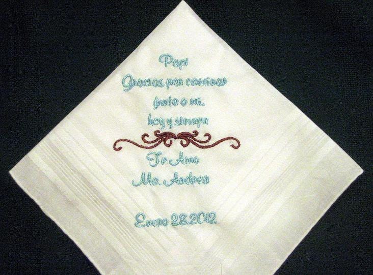Wedding Handkerchief for Father of the Bride in Spanish 121S