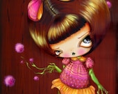 Nutmeg Root doll Grows a Wish Puff on Her Fingertips-Pinkytoast Art Print-8x10
