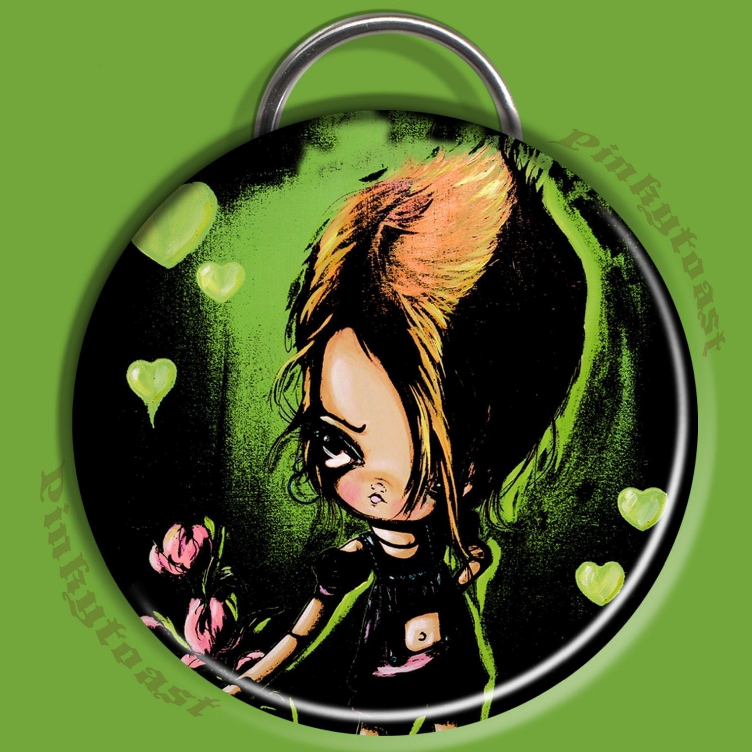 Big Eyed Green Love Punk-Bottle Opener-Key Chain