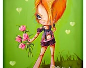 Spring Love Punk-Big Eyed Tulip Girl-Pinkytoast Art Print-8x10