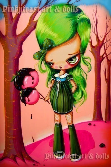 Big Eyed-Sweet Candy Apple Girl-Pinkytoast Art Print