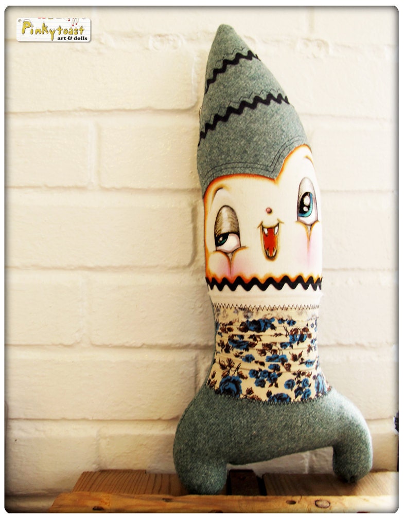Atomic Rocket Circus Clown-Happy Space Vampire-Handmade Pinkytoast Art Doll