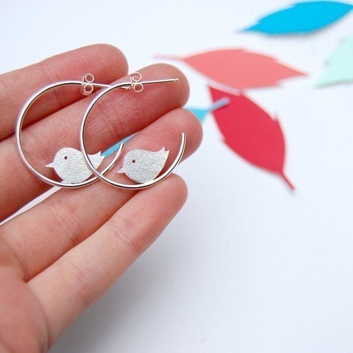 Nested Bird Hoops in Sterling Silver
