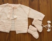 Infant Girl Sweater Bootie Set Baby Pink Cardigan . 0 - 3 months