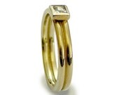 Engagement diamond ring - 14k yellow, white or rose gold Art Deco diamond ring - loving you.