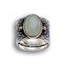 Wide sterling silver gemstone ring combined gold inlaid rose cut jade - Green sky