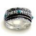 Sterling silver and yellow gold spinner with teal turquoises meditation ring - On the edge