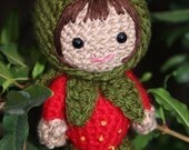 Crochet Pattern- Ruby in a strawberry costume amigurumi doll