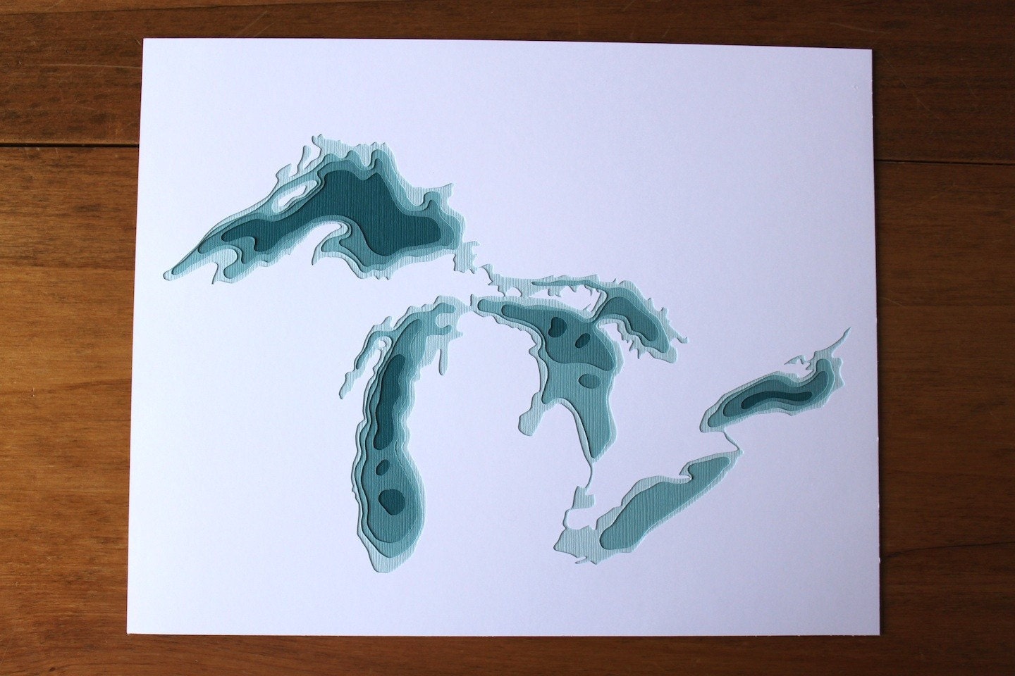 The Great Lakes - original 8 x 10 papercut art