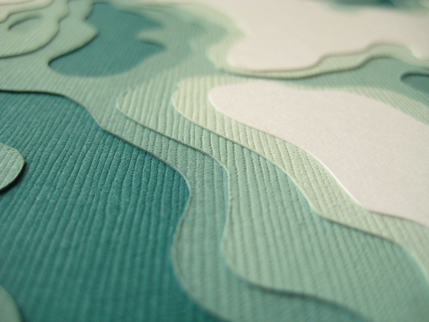 Topography in Teal No. 5 (8 x 10 original papercut)