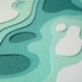 Topography in Aqua No. 25 - original papercut (12 x 12)