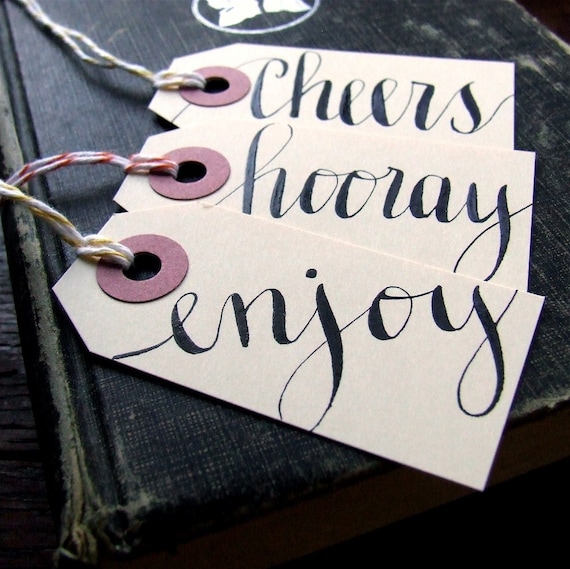 7 everyday gift tags, small hand lettered manila shipping tags, packaging hang tags by KisforCalligraphy