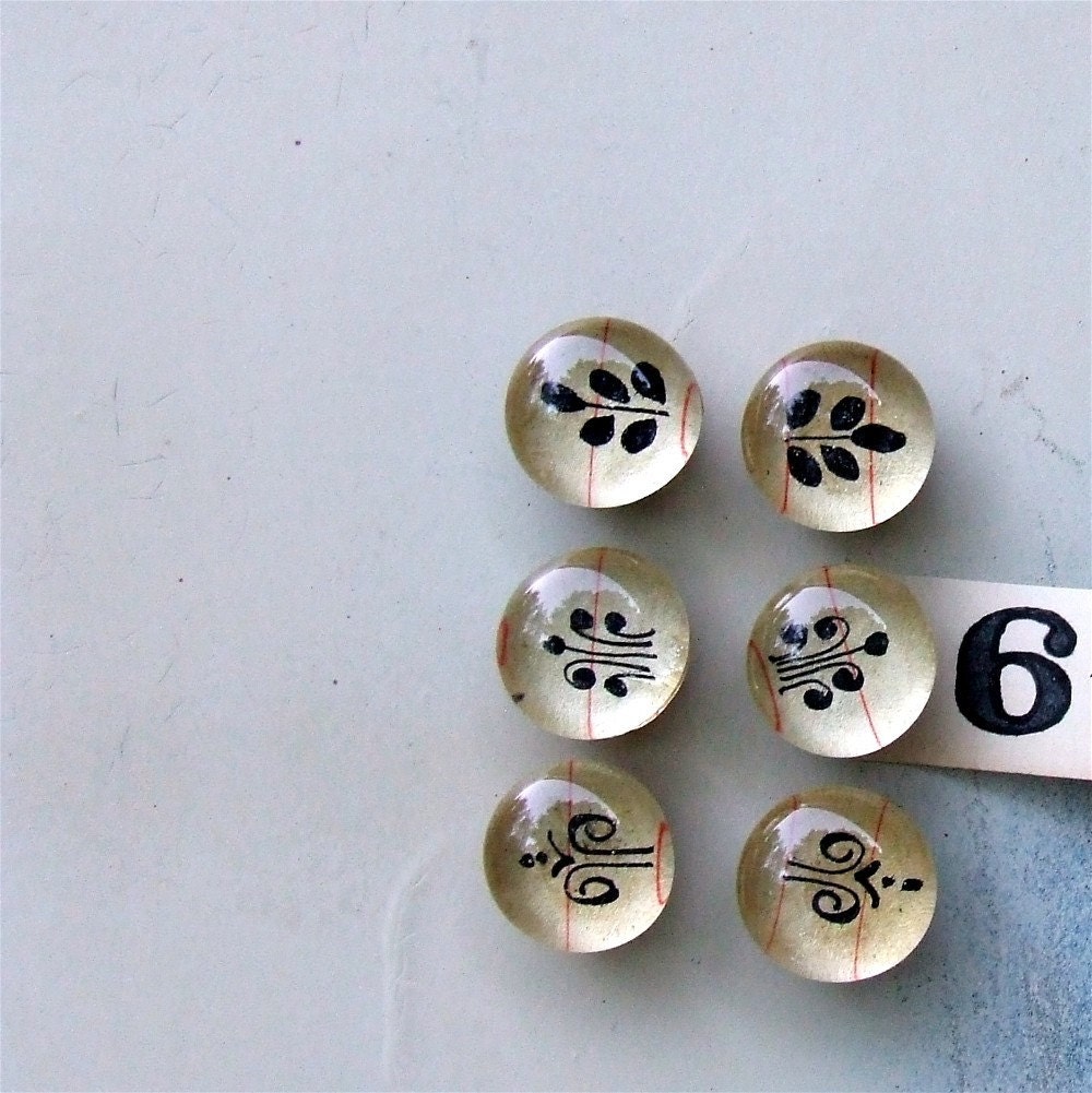 Hand Flourished Glass Magnets (set of six)