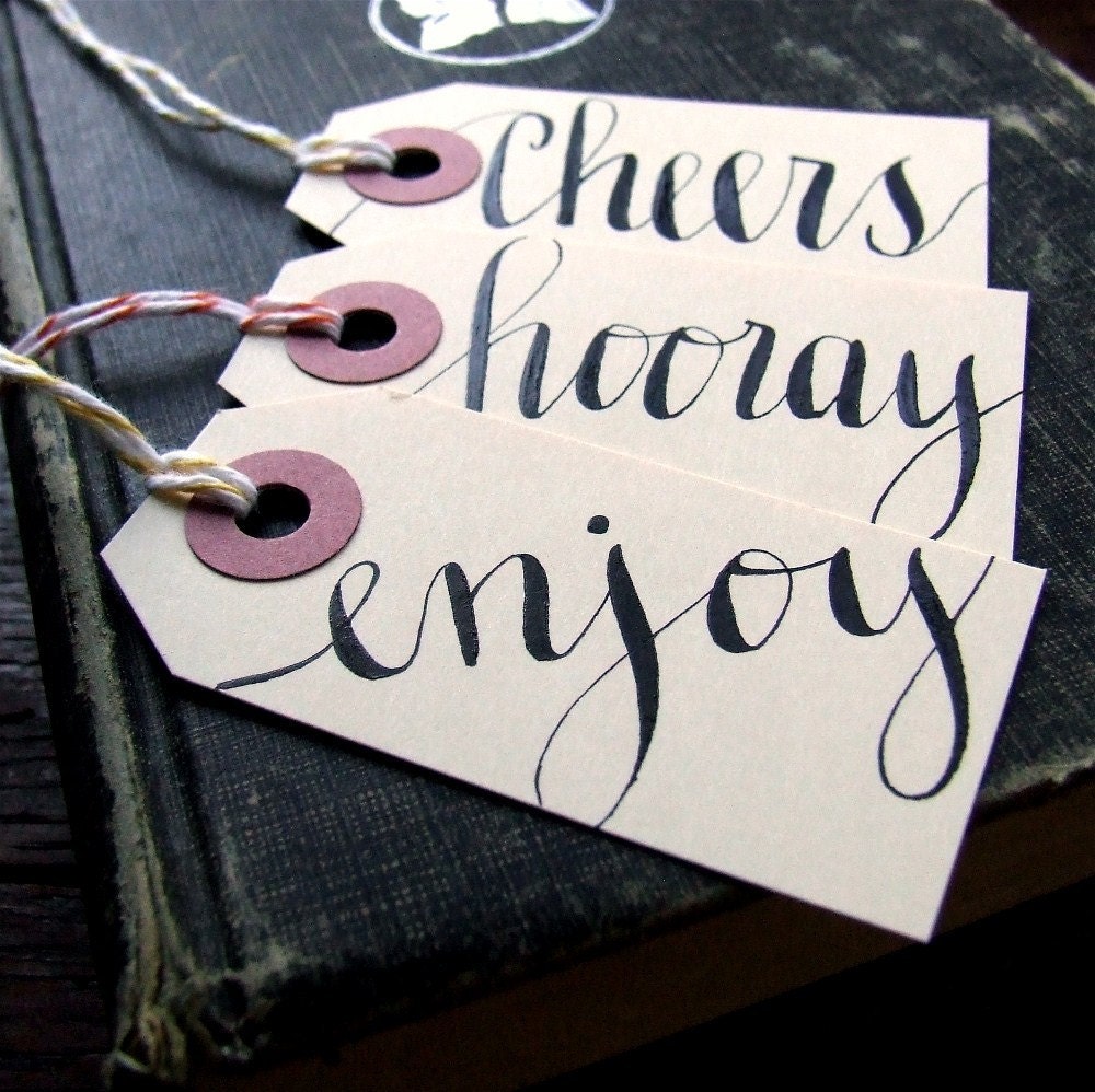 7 everyday gift tags, small hand lettered manila shipping tags, packaging hang tags by KisforCalligraphy