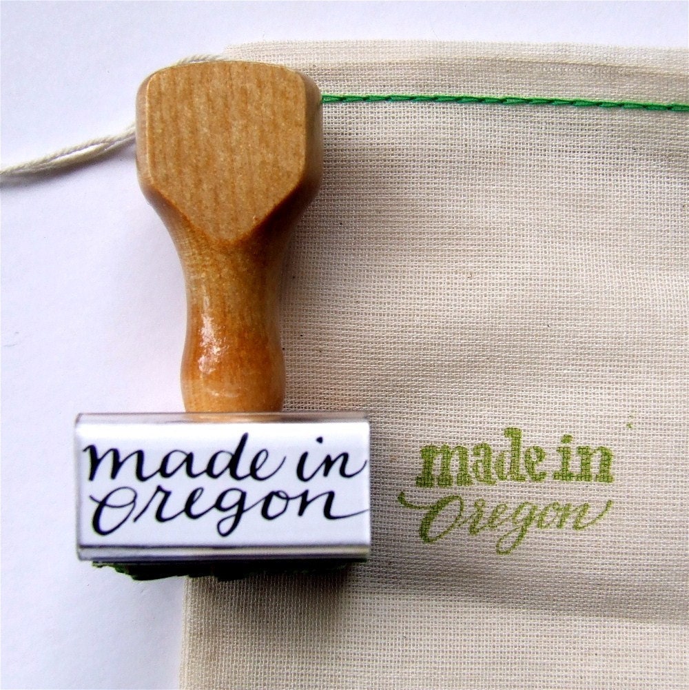 Made in Oregon Rubber Stamp, Red Rubber Calligraphy Stamp, Made in Your State Hand Lettering by KisforCalligraphy