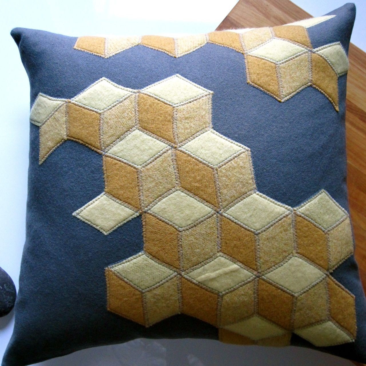 BLOK TILES FELT PILLOW made from recycled wool. 18 inches square.