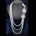 Brooch Bridal Necklace, Long Pearl Wedding Necklace, Rhinestone and Chain, Crystal - The Vignette