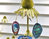 pieces of blue fiber art necklace, textile art - made to order