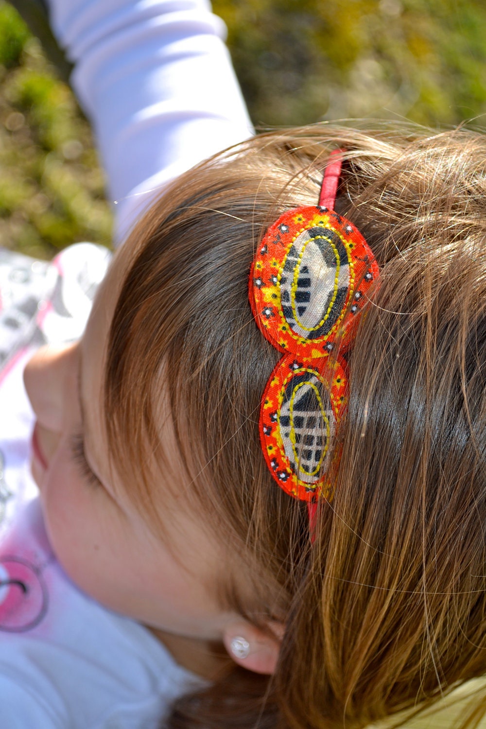 fiber art headband red, textile art headband red MADE TO ORDER