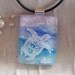 Dichroic Fused Glass Pendant, Necklace, Enamel, Turtle, Sea, Blue, Aqua, Silver, Necklace Included, One of a Kind