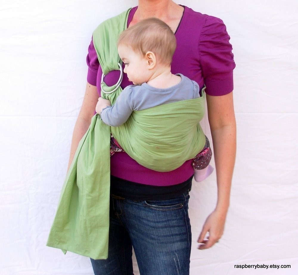 The Original Rustic Baby Sling in CELERY- Ring Sling for infant or toddler -