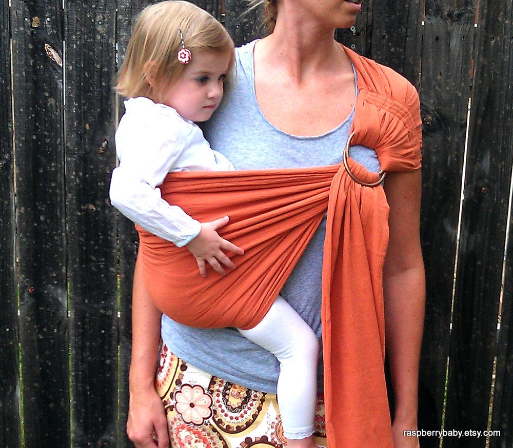 The ORiGinal Gauze TWO LAYER Baby Sling with stretch - Rust-  Also in Coral, Purple, Teal,  Gray, and Light Olive, all for Baby or Toddler