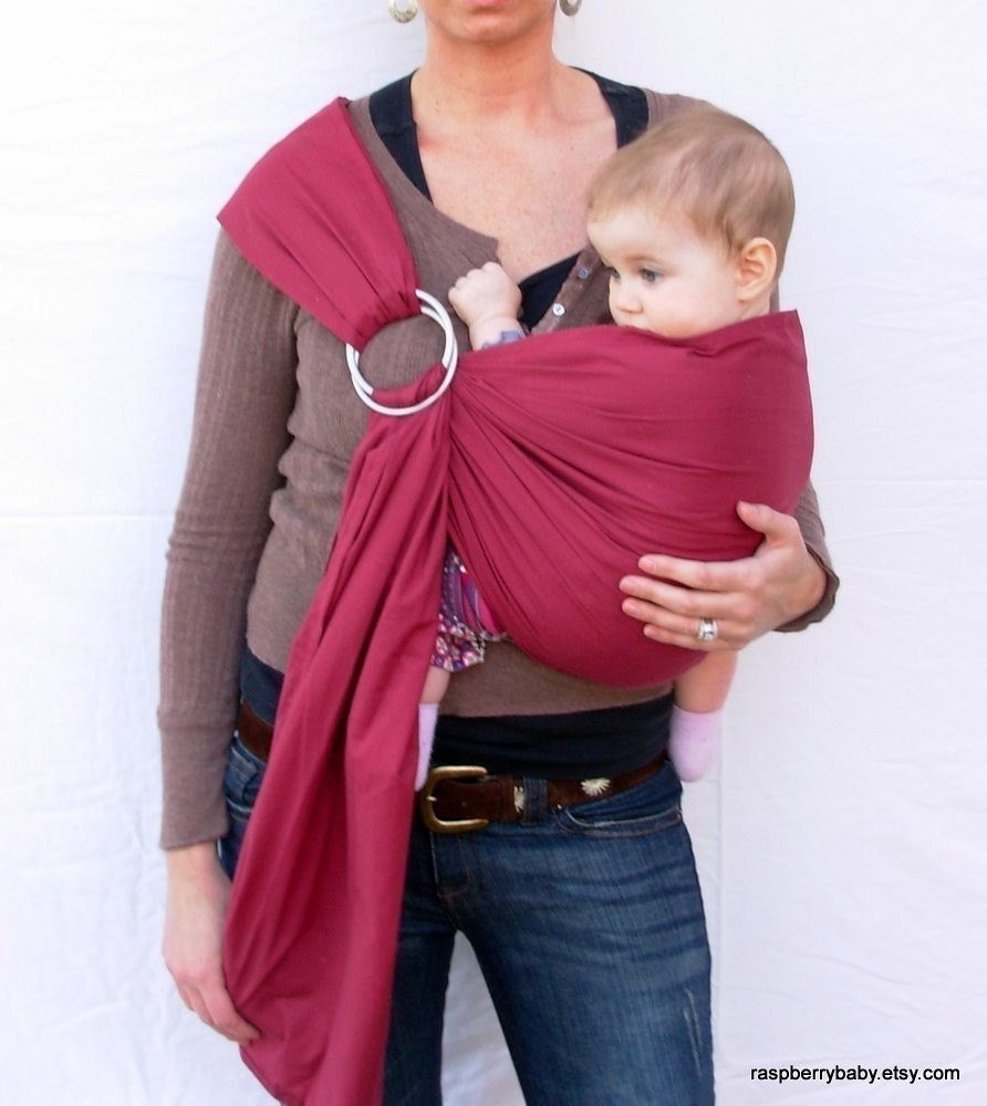 The Original Rustic Baby Sling in Berry- Ring Sling for infant or toddler -