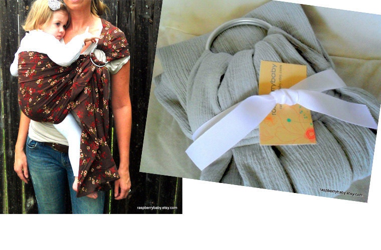 The ORiGinal Gauze - Solid Grey Cotton Gauze TWO LAYER Baby Sling - Summer Ring Sling