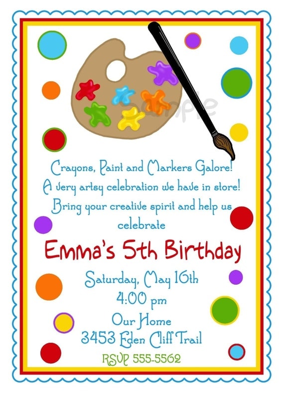 Art Invitations, Art Party, Painting Birthday party ,Paint Pallette, Crafts, Birthday, Boy,Girl, Party, Favor Stickers, address labels