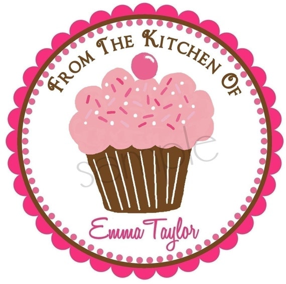 Personalized Stickers, Littlebeane Cupcake 2, Labels, Tags, Seals, Favor, Set of 12 Il_570xn