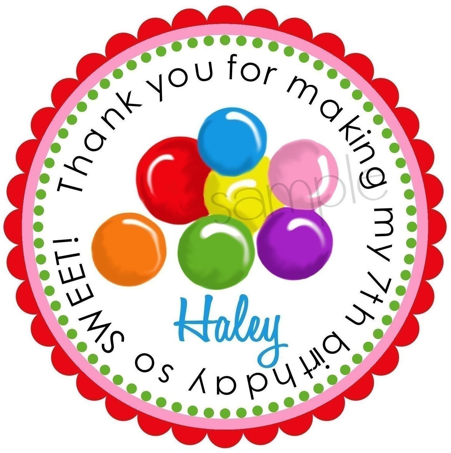 Candyland Stickers, Gumballs, Birthday party, Candy, Labels, Tags, Seals, Birthday, Favor, Kids, Children, Gift stickers, set of 12 Il_570xn