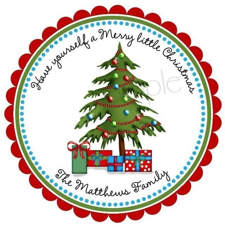 Personalized Christmas Stickers, Christmas Tree,Christmas labels,Holiday, favor labels,Gifts, Labels, set of 12 Il_570xn