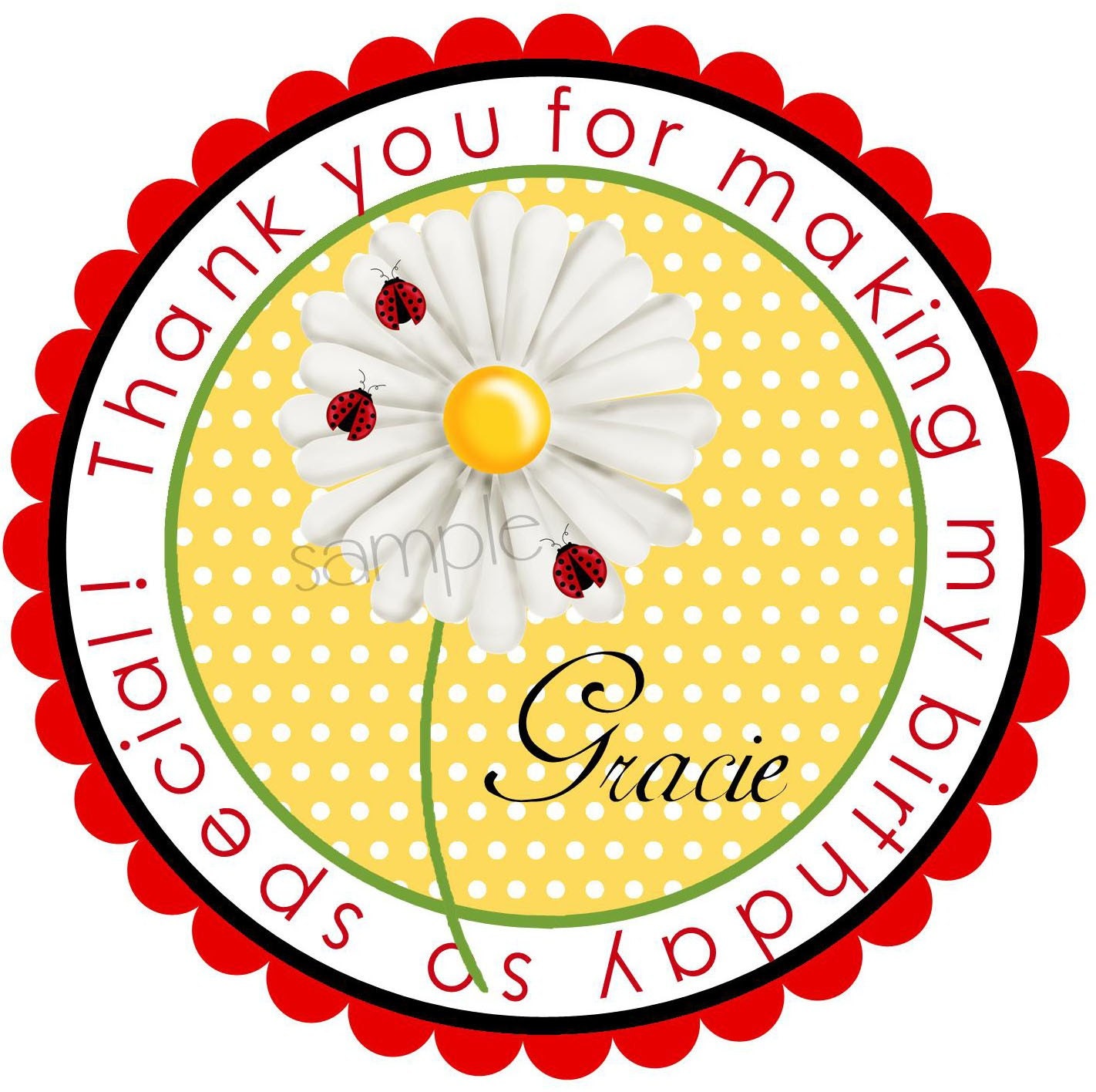 Ladybug Stickers, Daisy, Ladybugs, Bugs, insects, Birthday party, Gifts, Labels, Tags, Seals, Favor , set of 12 Il_570xn