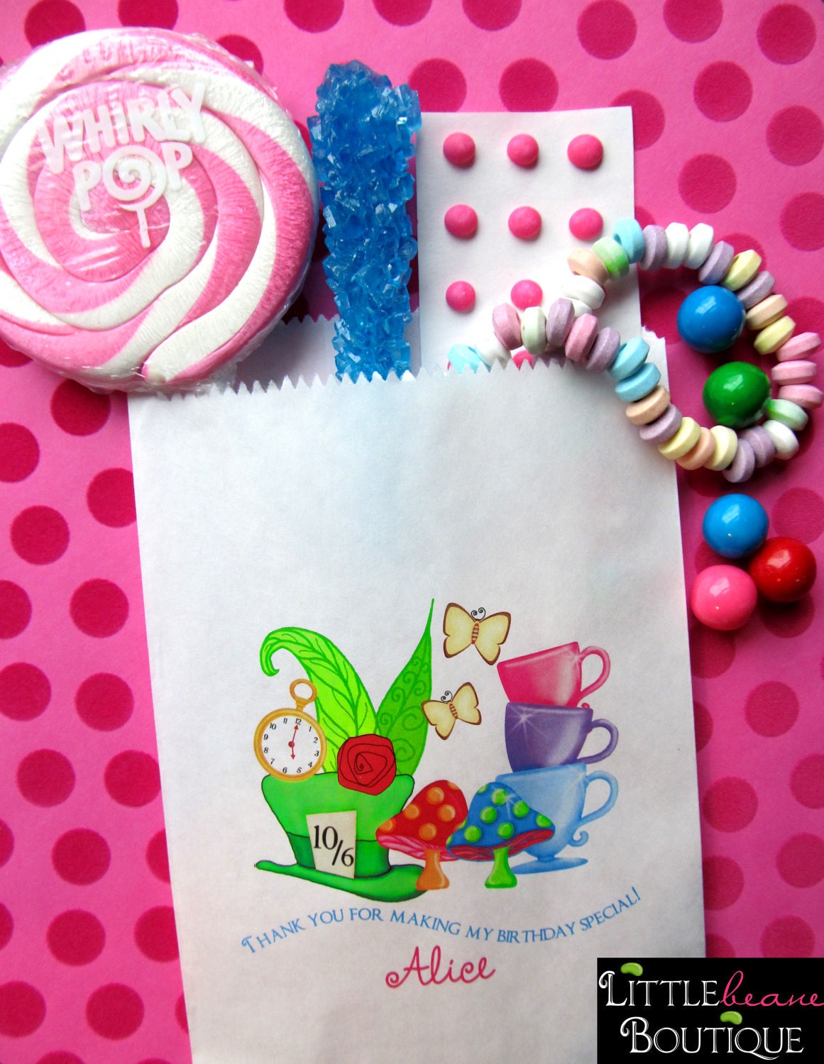 Wonderland inspired candy bags, Personalized Candy Bags, Favor bags, Candy Buffet, Birthday party, Sweets, Treats, Set of 24 Il_570xn