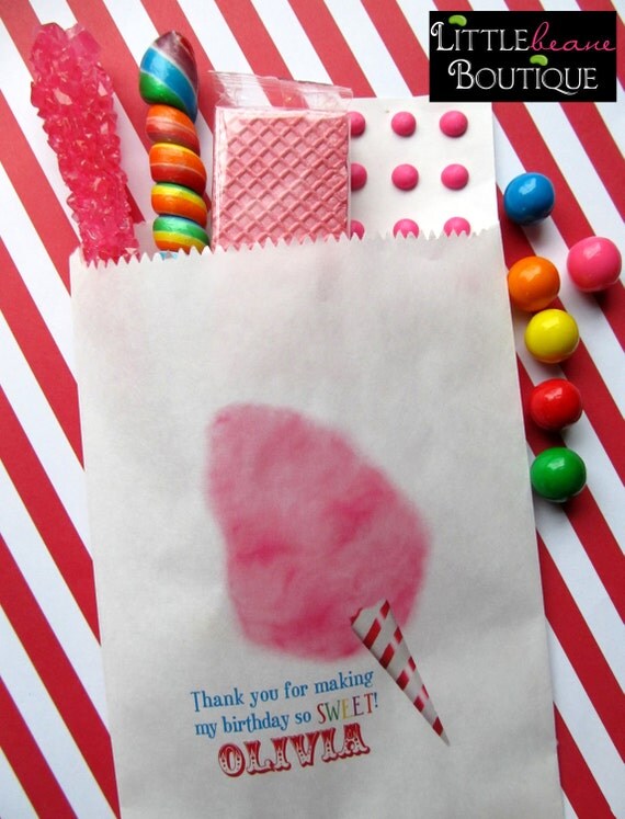Circus Birthday Party, Cotton Candy, Personalized Candy Bags, Favor bags, Candy Buffet, Birthday party, Sweets, Treats, Set of 24 Il_570xn