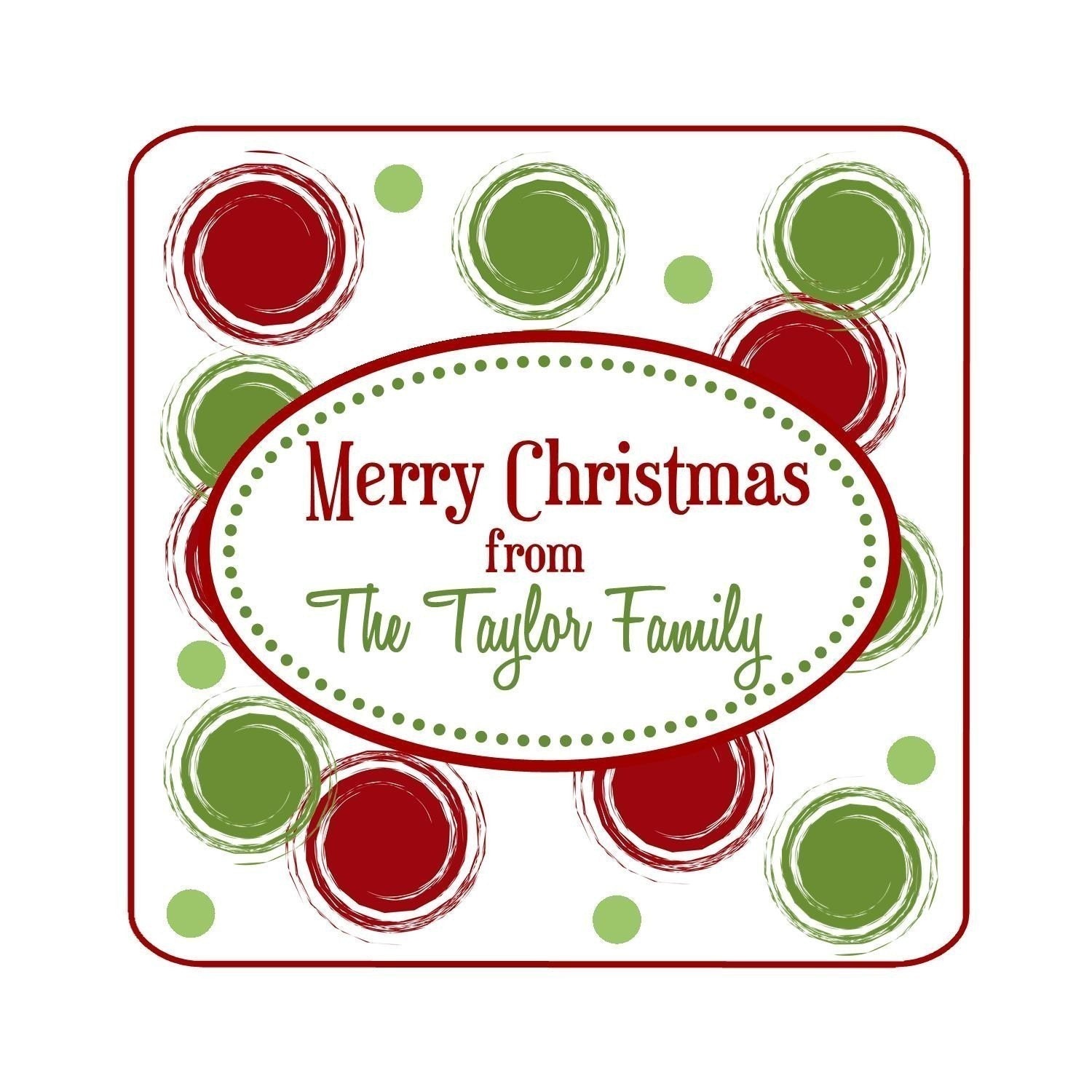 Personalized Sticker, Christmas Polka Dot Swirls, Holiday, Gift, Favor, Labels, Tags, Seals, Set of 20 GLOSSY Stickers