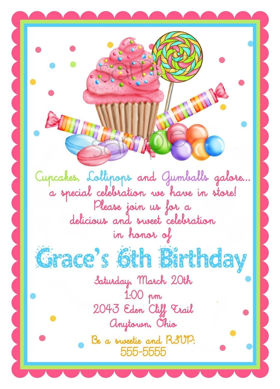 Sweet Shop Birthday party Invitations by LittlebeaneBoutique