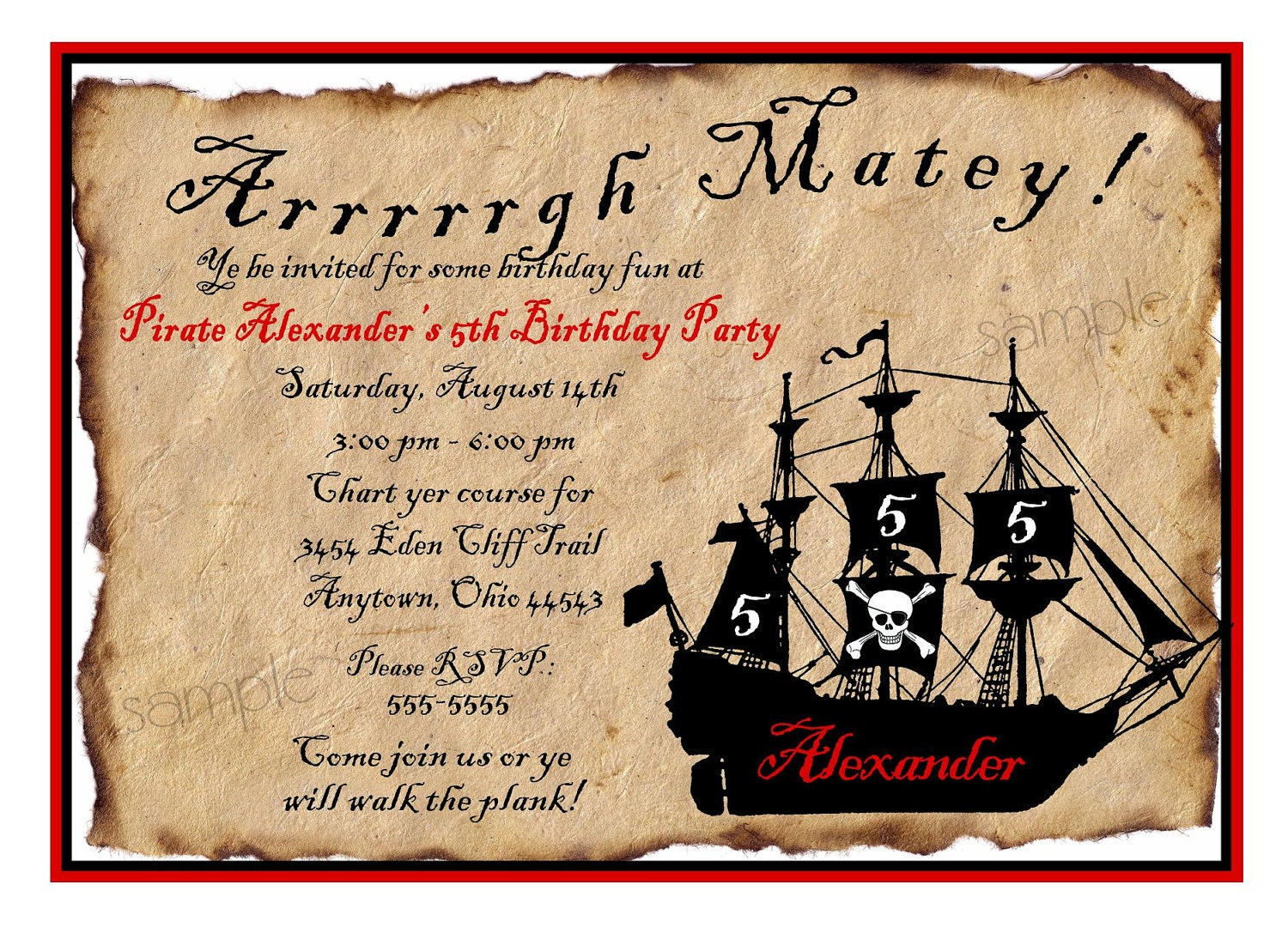 Pirate Ship Birthday Party Invitation Invite | Zazzle | Birthday Party