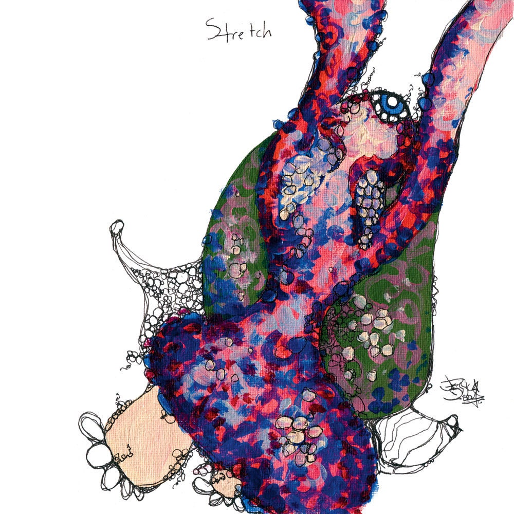 Stretch - 12x12 inch limited edition fine art print - fairy yoga oh my - Edition of 25 only