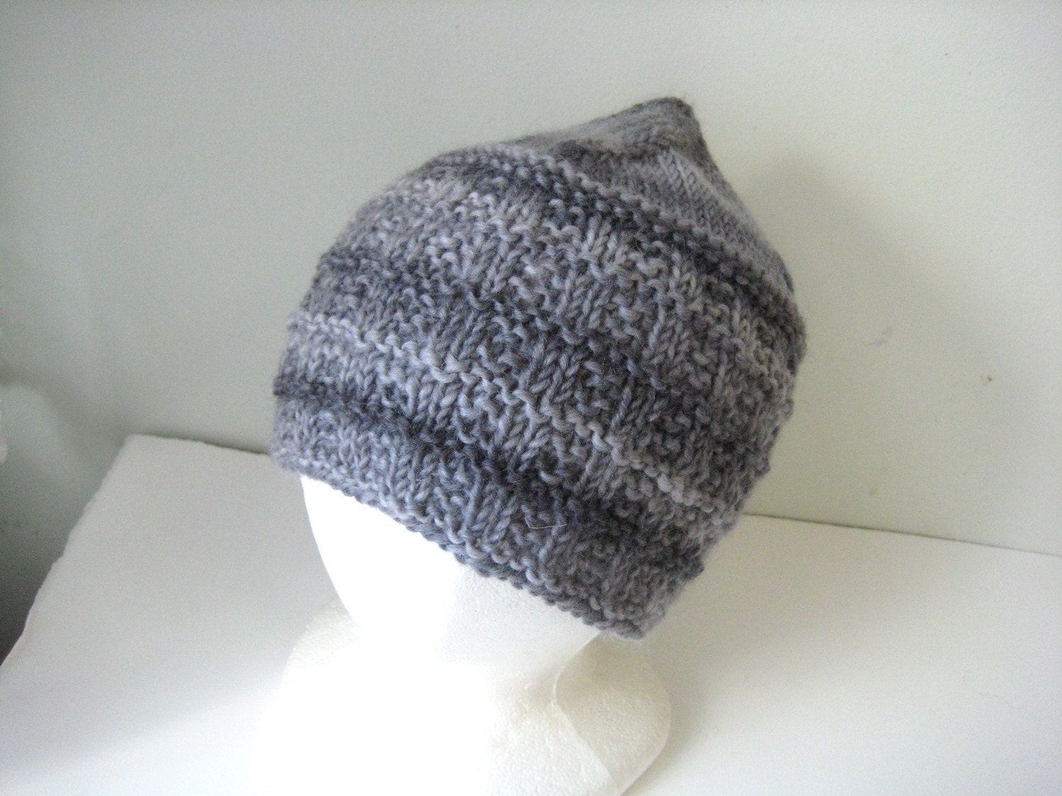 gray striped knit wool hat - beaconknits